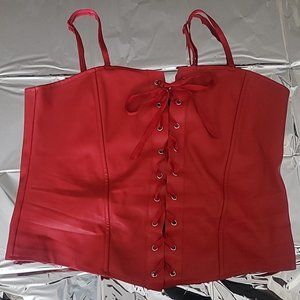 Red Faux Leather Corset